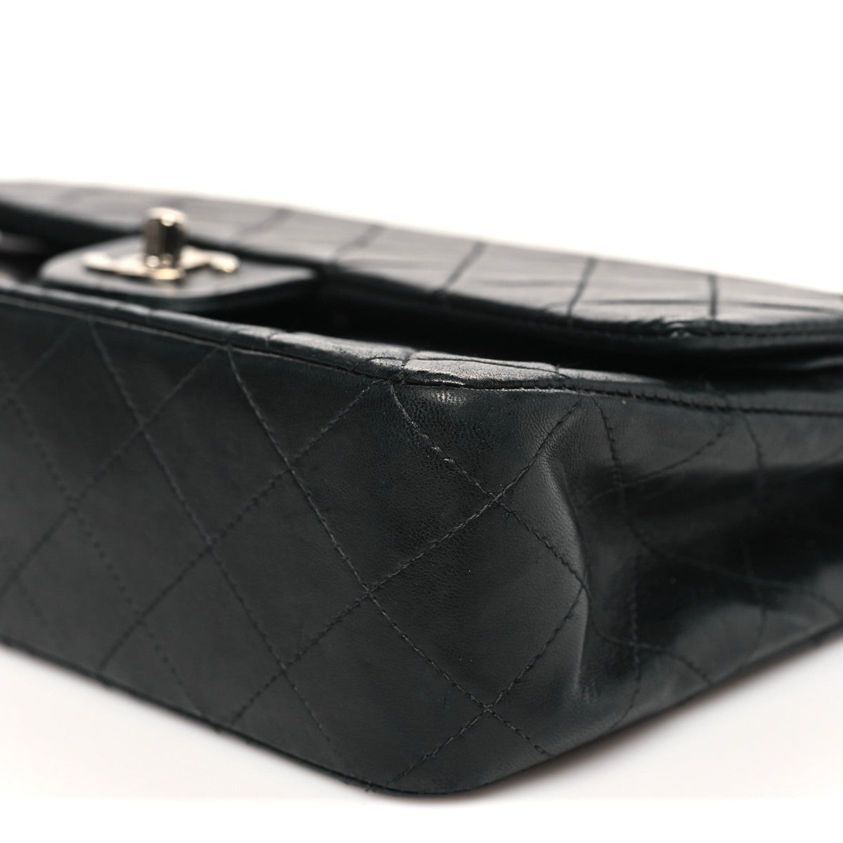 Lambskin Quilted Medium Double Flap Black