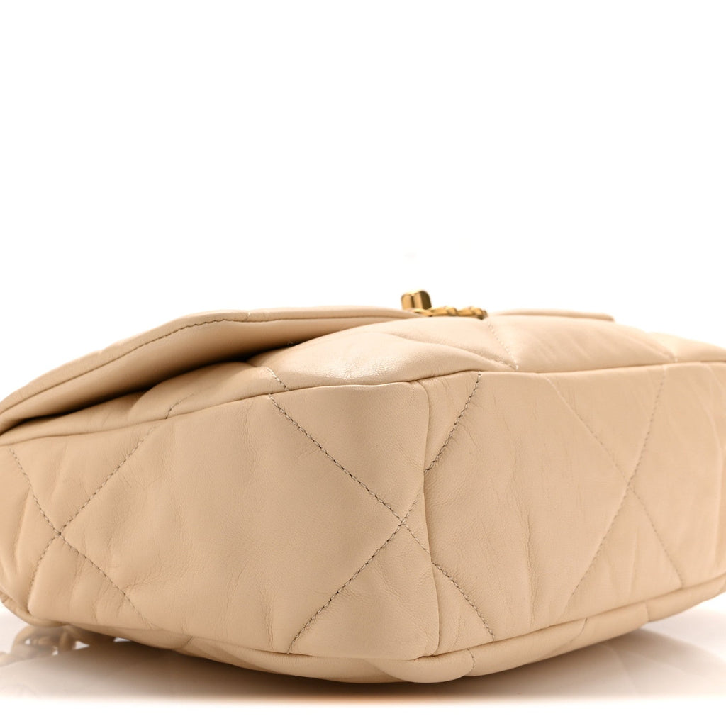 Lambskin Quilted Medium Chanel 19 Flap Light Beige