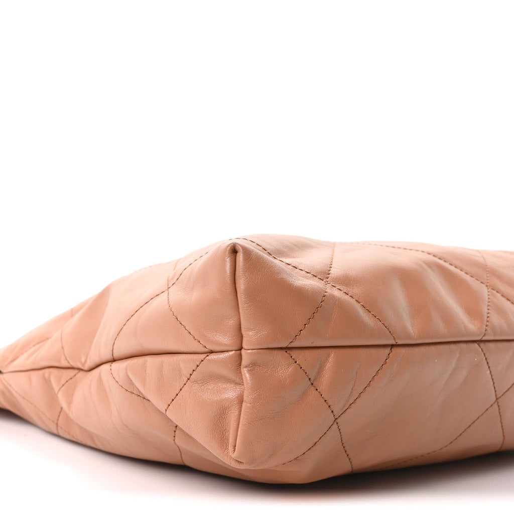 Shiny Calfskin Quilted Small Chanel 22 Camel