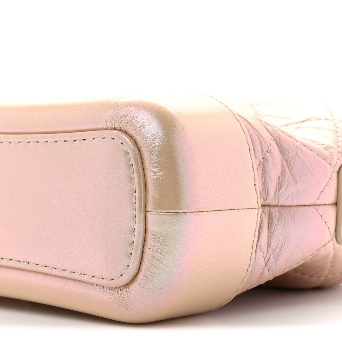 Iridescent Aged Calfskin Quilted Small Gabrielle Hobo Light Pink