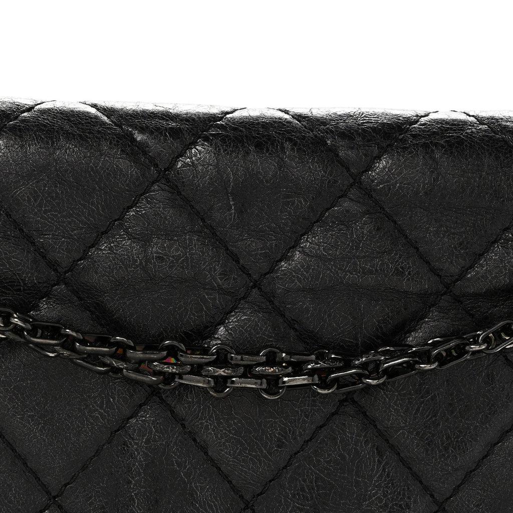 Metallic Aged Calfskin Quilted 2.55 Reissue 227 Flap So Black