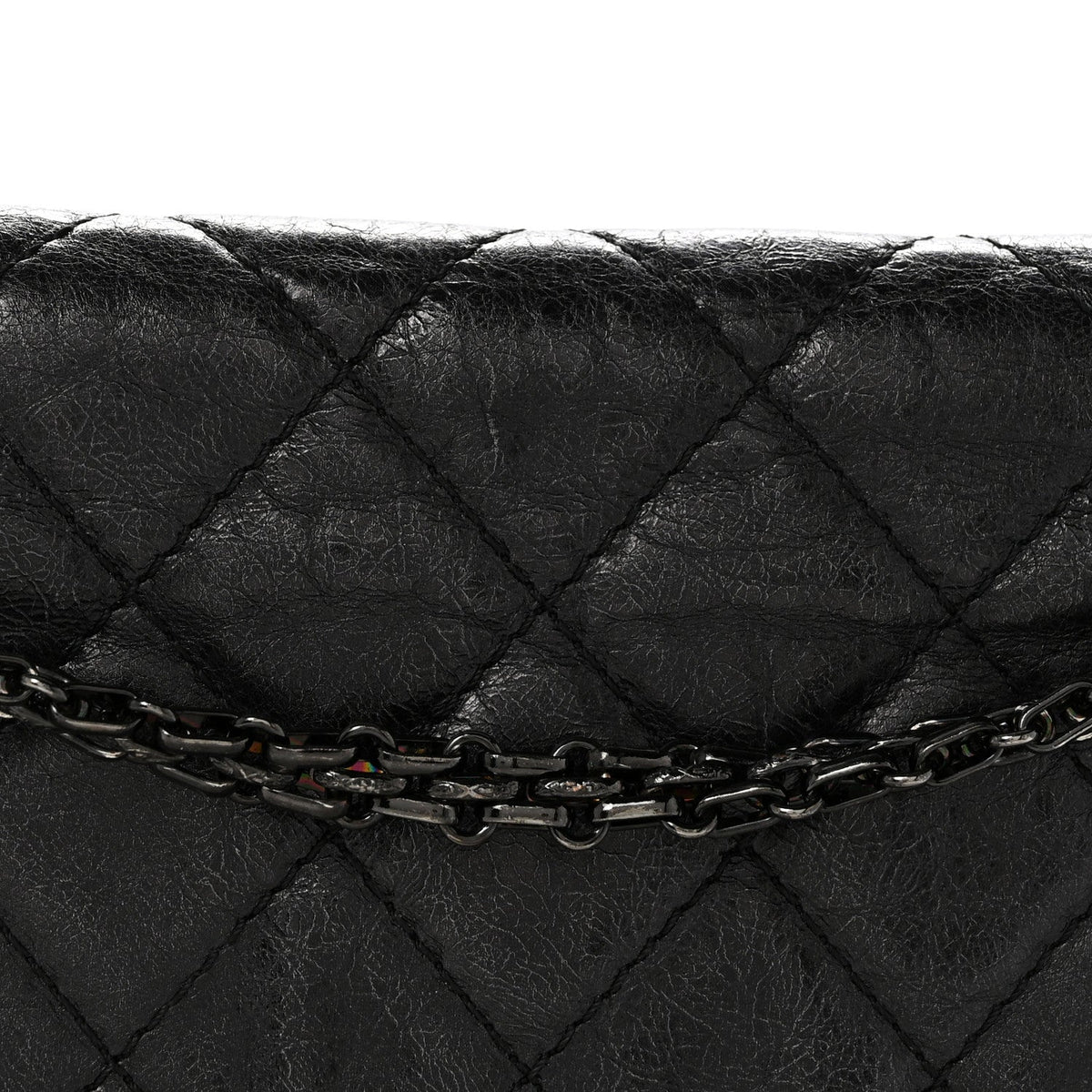 Metallic Aged Calfskin Quilted 2.55 Reissue 227 Flap So Black