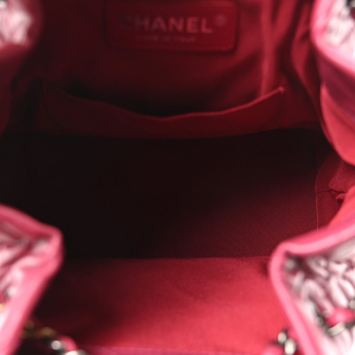 Aged Calfskin Chevron Quilted Small Gabrielle Backpack Dark Pink