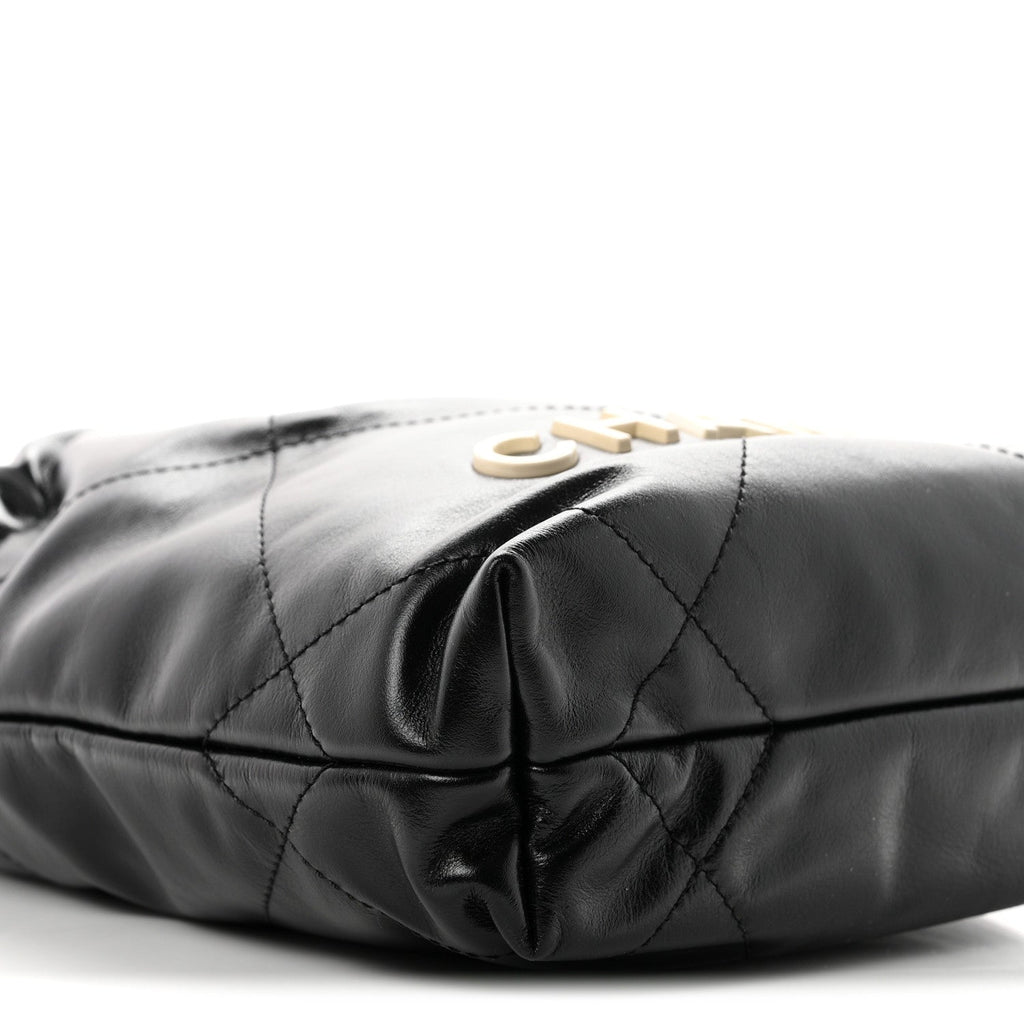 Shiny Calfskin Quilted Mini Chanel 22 Black