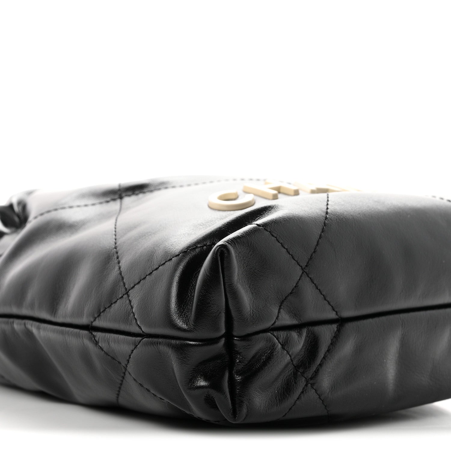 Shiny Calfskin Quilted Mini Chanel 22 Black