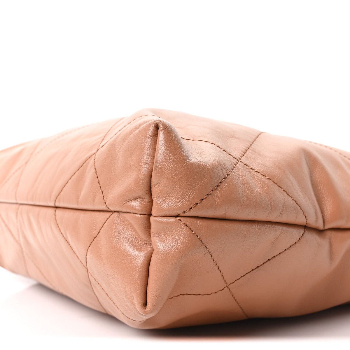 Shiny Calfskin Quilted Small Chanel 22 Camel