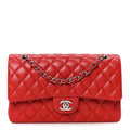 Caviar Quilted Medium Double Flap Red