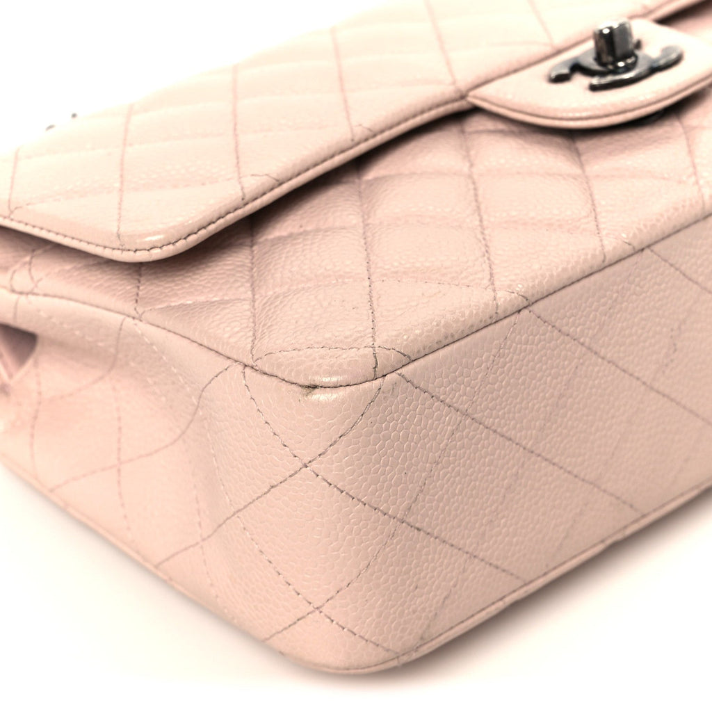 Caviar Quilted Medium Double Flap Light Pink