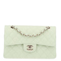 Caviar Quilted Small Double Flap Light Green