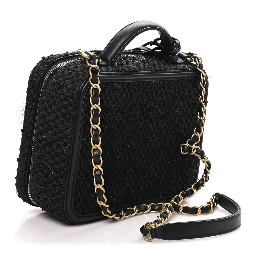 Tweed Quilted Medium CC Filigree Vanity Case Black