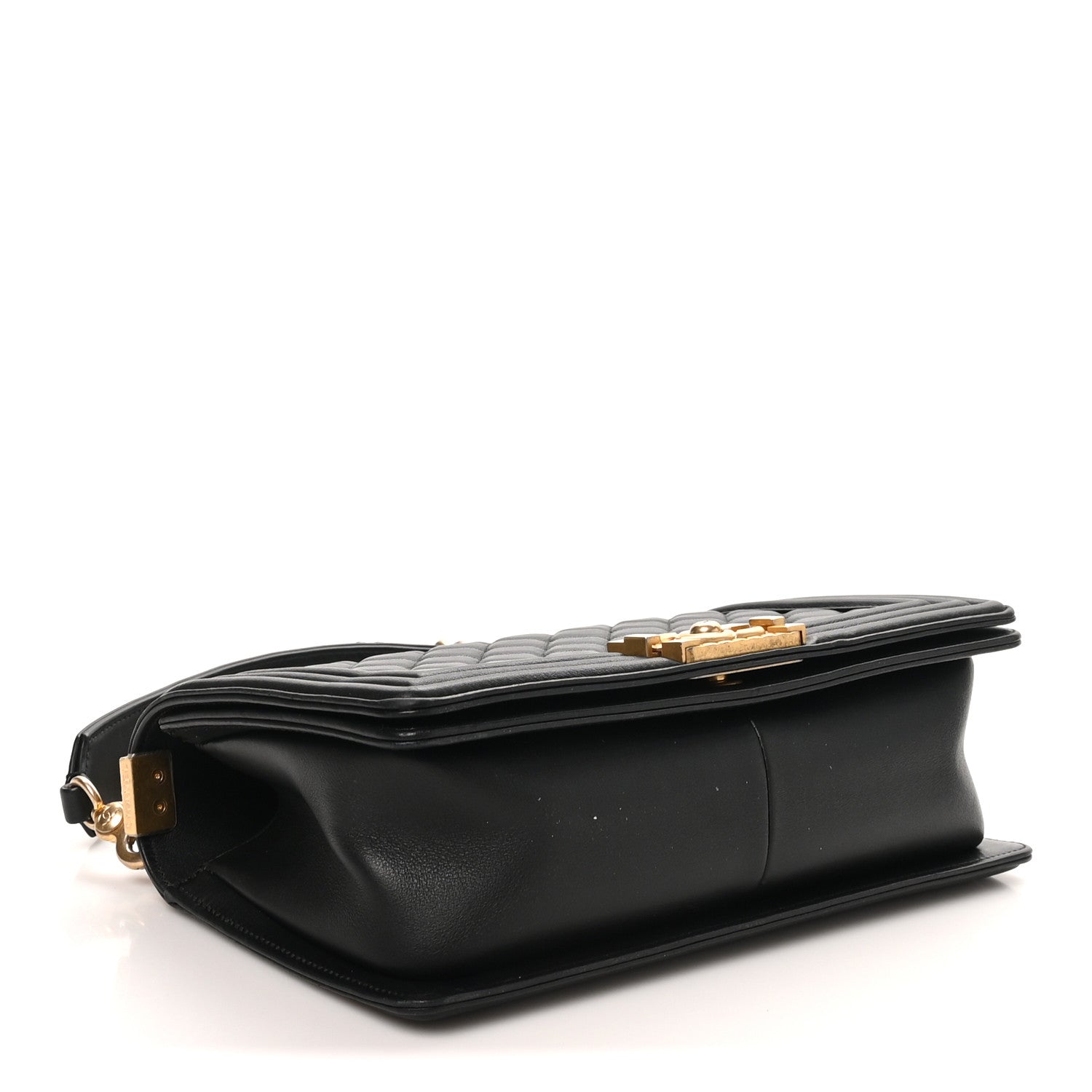Calfskin Medium Boy Logo Top Handle Flap Black Black