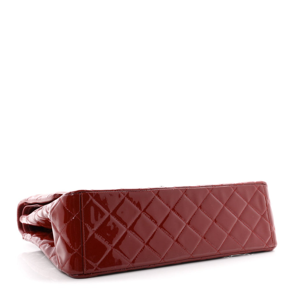 Patent Quilted Maxi Double Flap Red