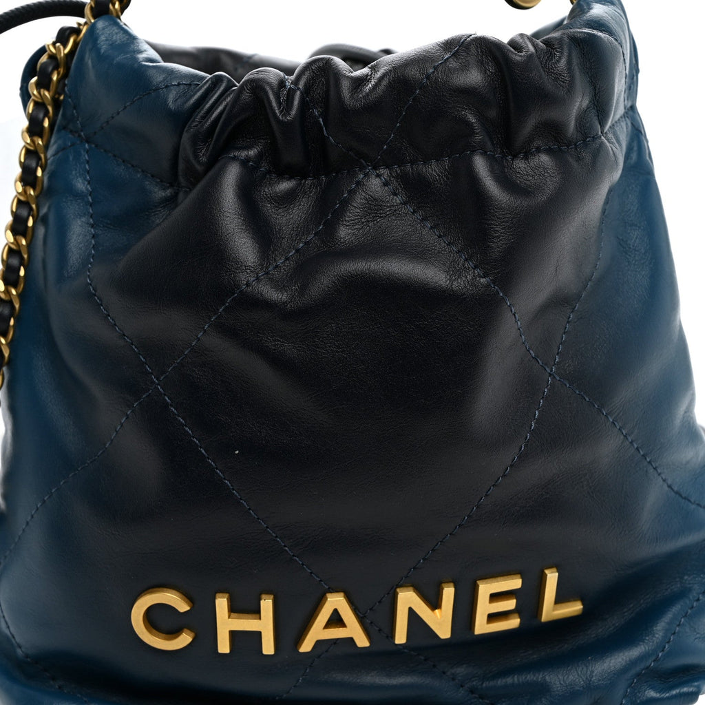 Shaded Calfskin Quilted Mini Chanel 22 Blue Dark Blue