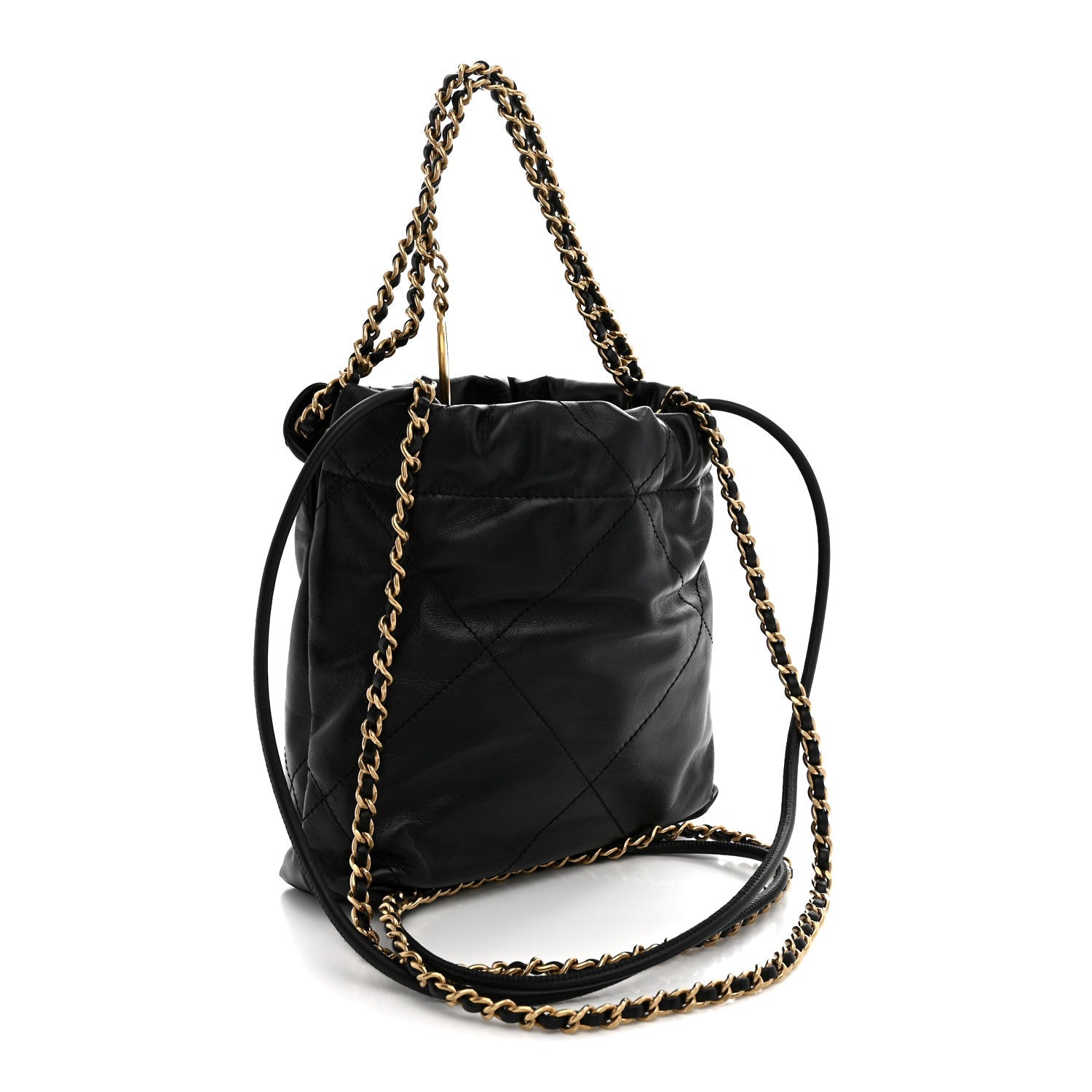 Shiny Calfskin Quilted Mini Chanel 22 Black