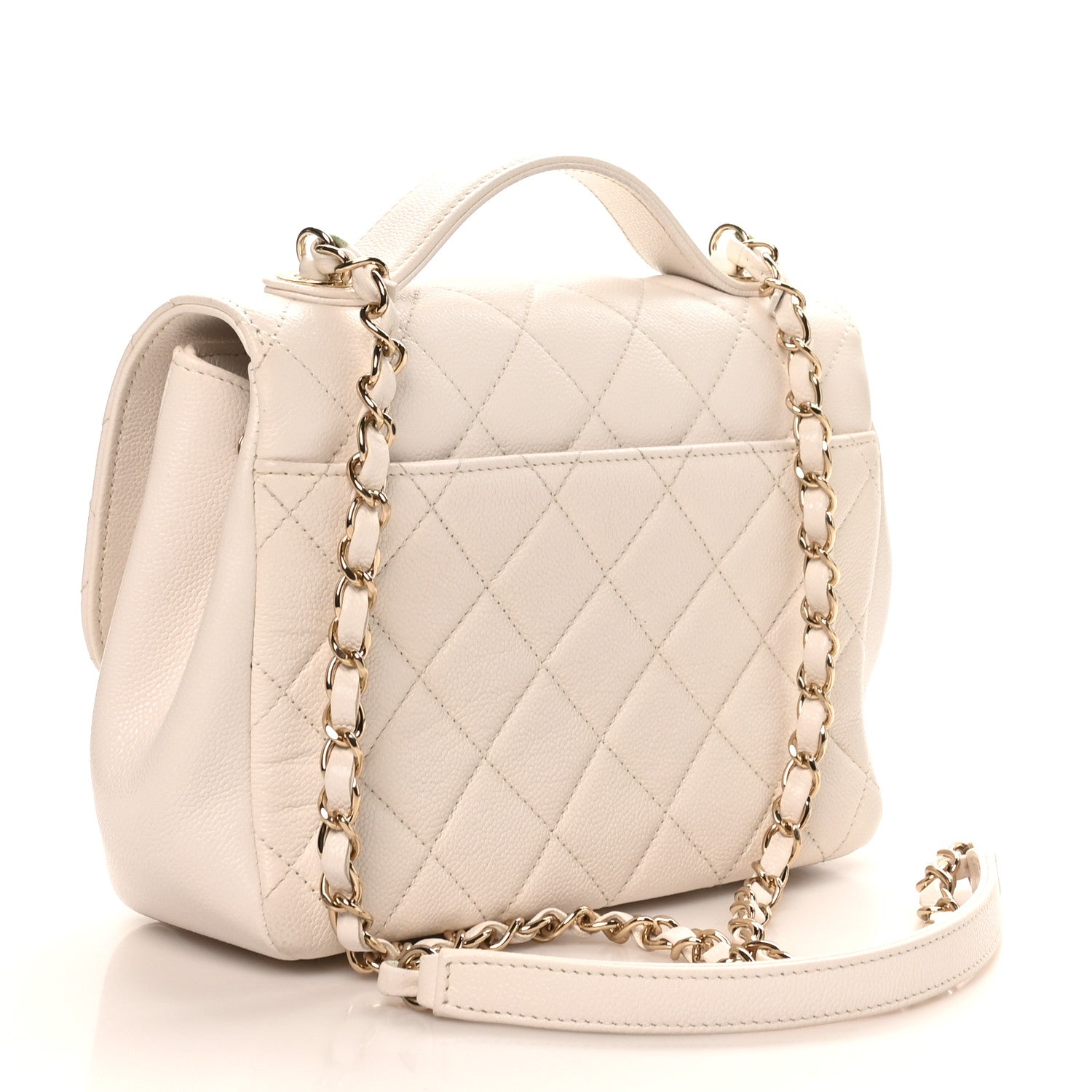 Caviar Quilted Medium Business Affinity Flap White