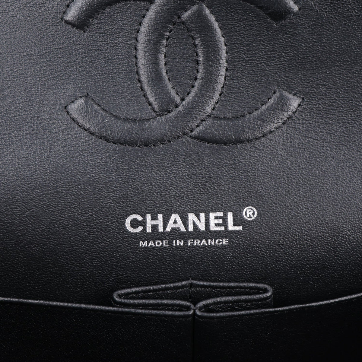 Shiny Crumpled Calfskin Quilted Medium Double Flap So Black