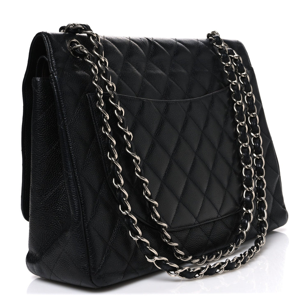 Caviar Quilted Maxi Double Flap Black