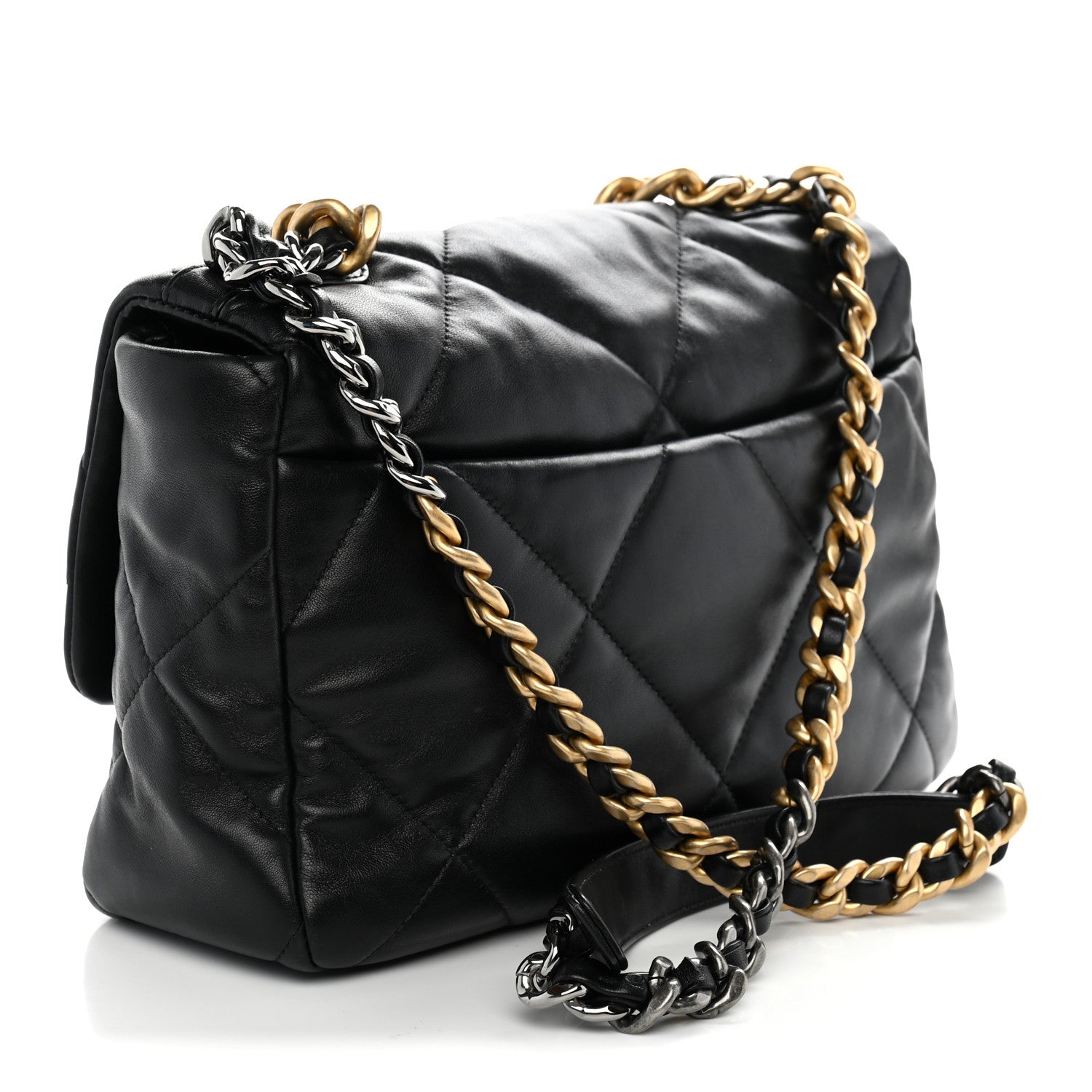 Lambskin Quilted Large Chanel 19 Flap Black