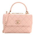 Lambskin Quilted Small Trendy CC Dual Handle Flap Bag Light Beige Light Pink