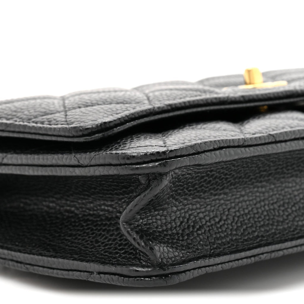 Caviar Quilted CC Turnlock Wallet On Chain WOC Black
