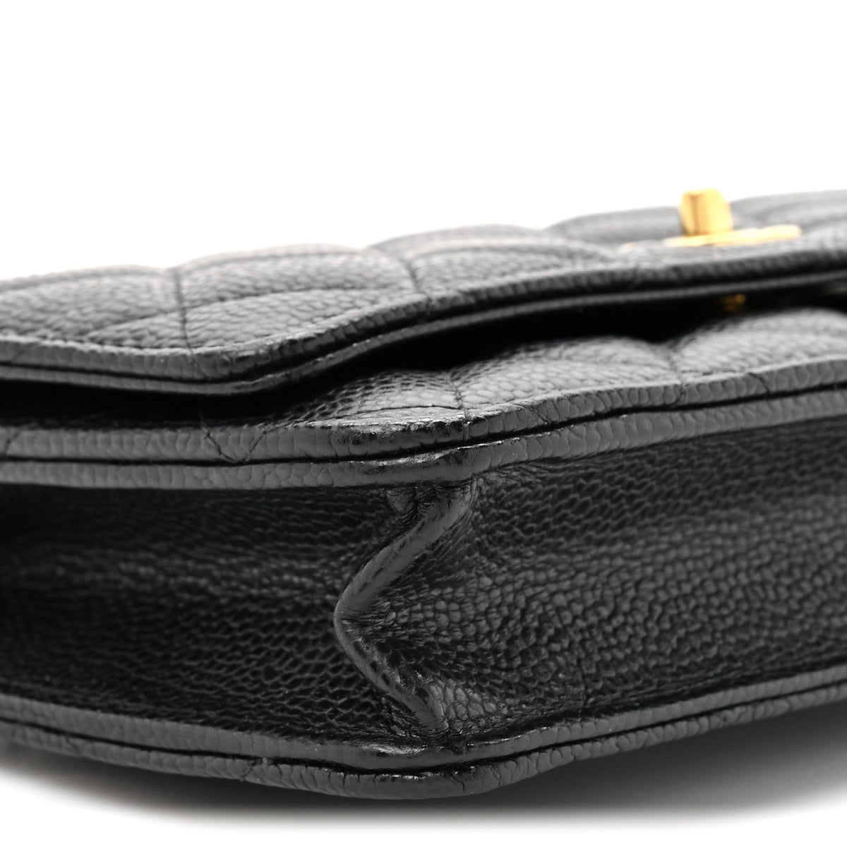 Caviar Quilted CC Turnlock Wallet On Chain WOC Black