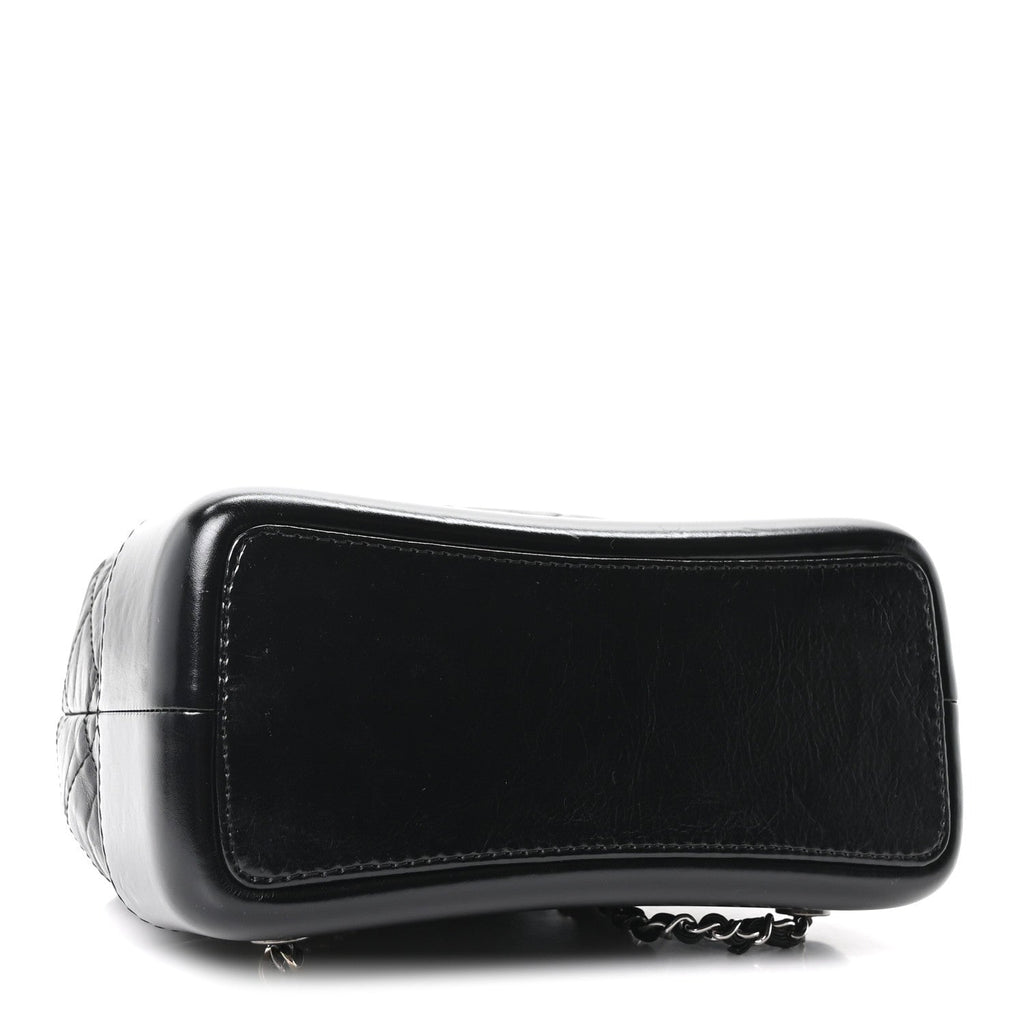 Aged Calfskin Quilted Small Gabrielle Backpack Black