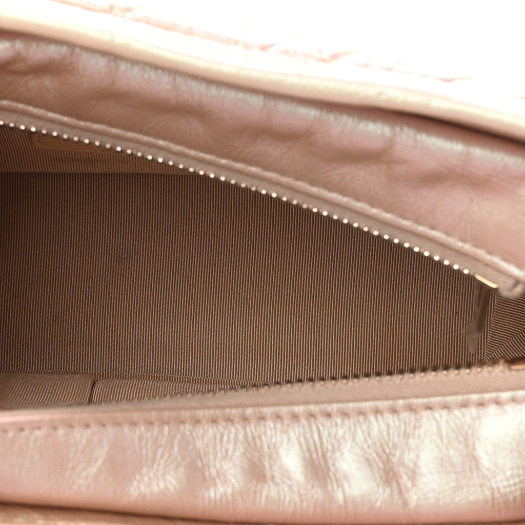 Iridescent Aged Calfskin Quilted Small Gabrielle Hobo Light Pink
