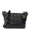 Sequin Calfskin Small Gabrielle Hobo Black Silver