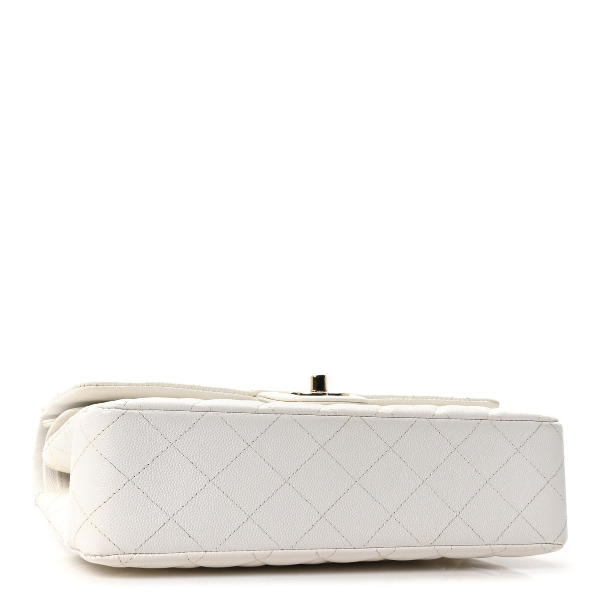 Caviar Quilted Medium Double Flap White
