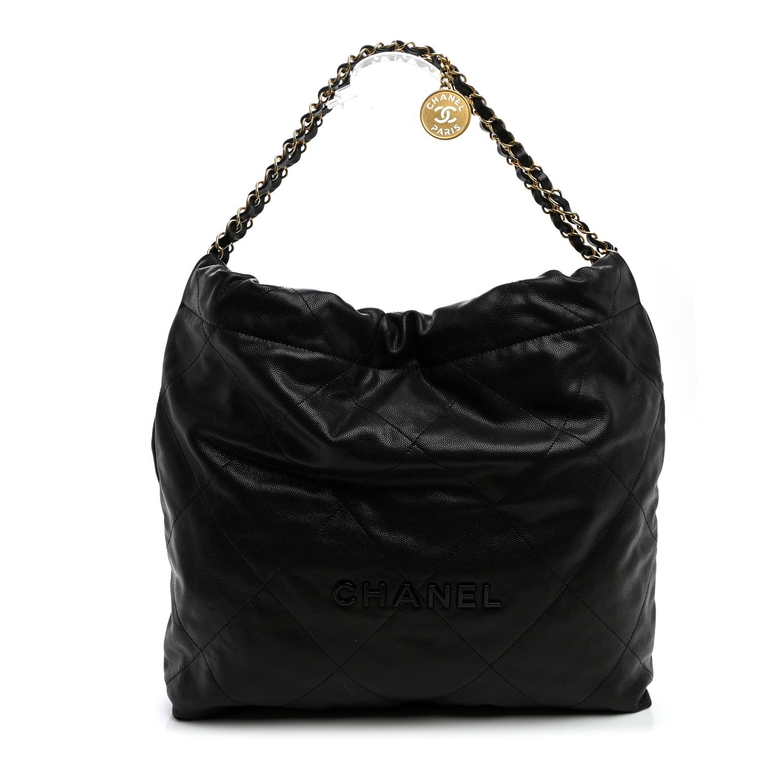 Shiny Caviar Quilted Monochrome Chanel 22 Black