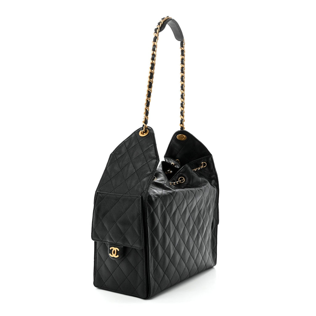 Caviar Quilted Medium Chanel 25 Handbag Black