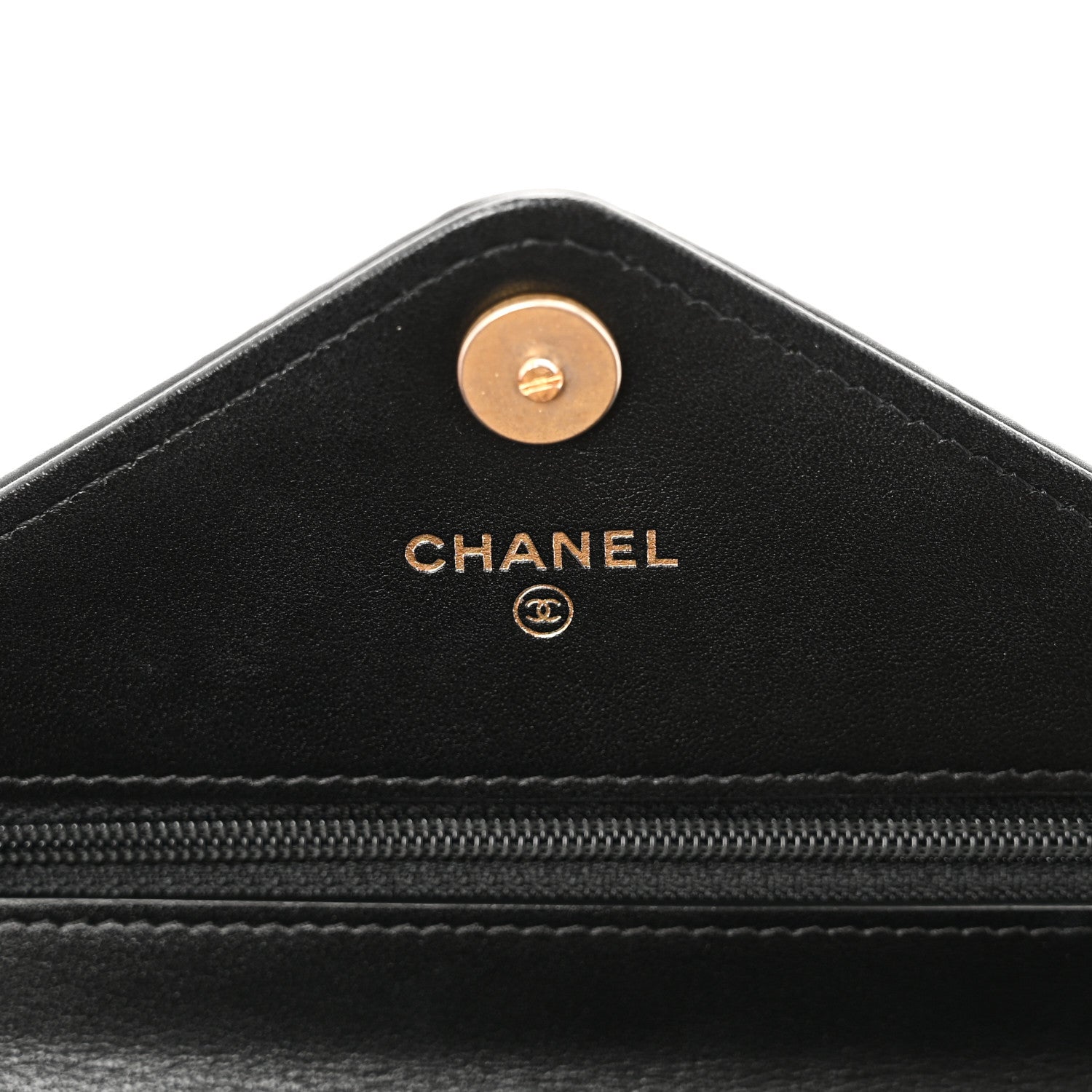 Calfskin Elaphe Double Chevron Mini Wallet On Chain WOC Black Black