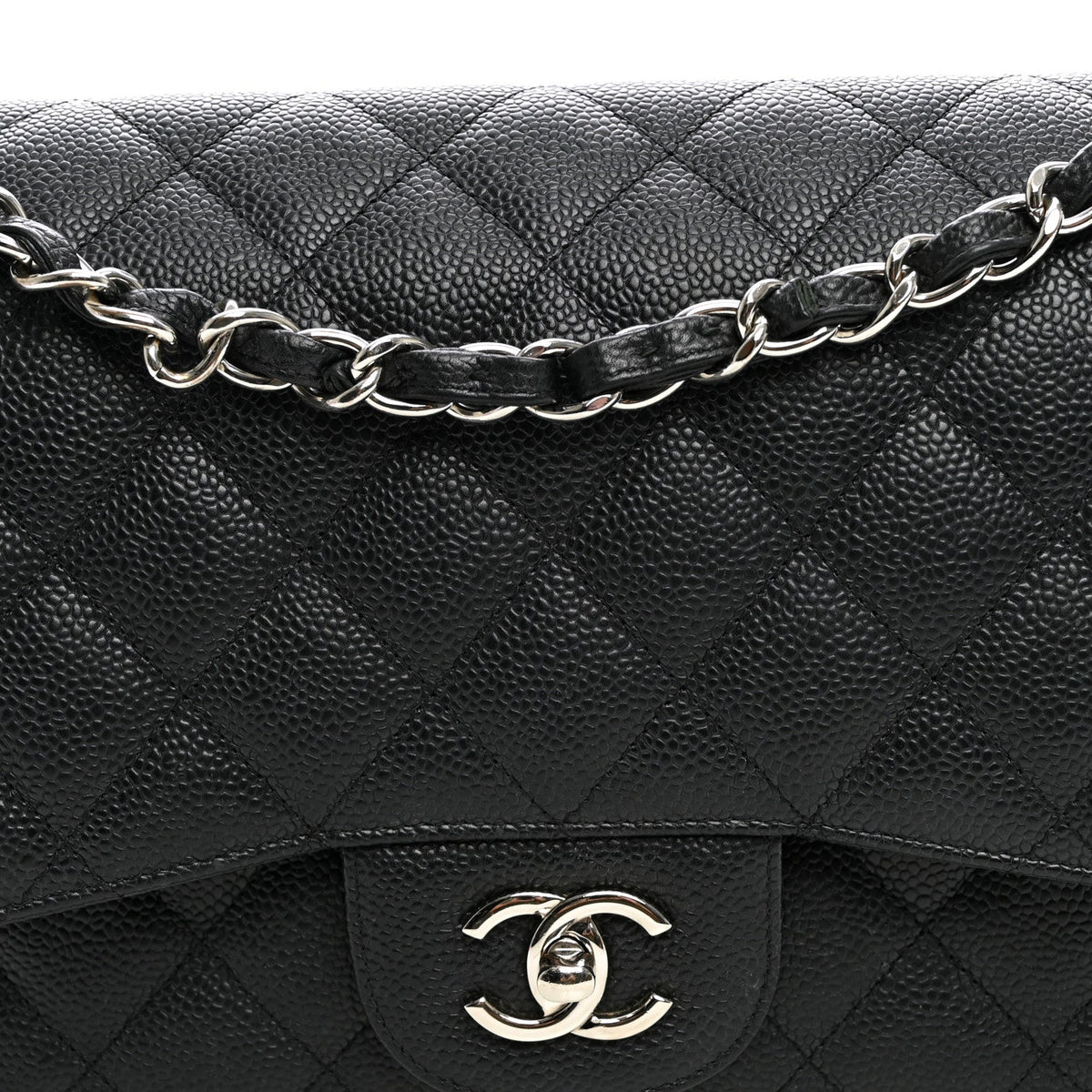 Caviar Quilted Jumbo Double Flap Black