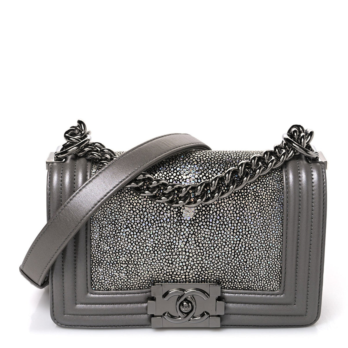 Galuchat Stingray Small Boy Flap Silver