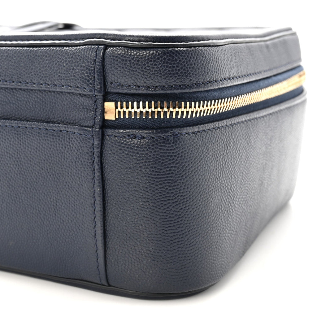 Caviar Quilted Large CC Filigree Vanity Case Navy