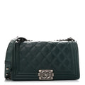 Calfskin Double Stitch Medium Boy Flap Green