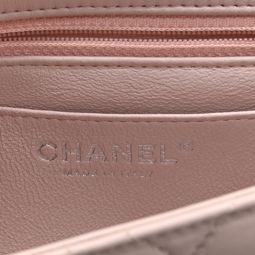 Lambskin Quilted Mini Square Flap Light Pink