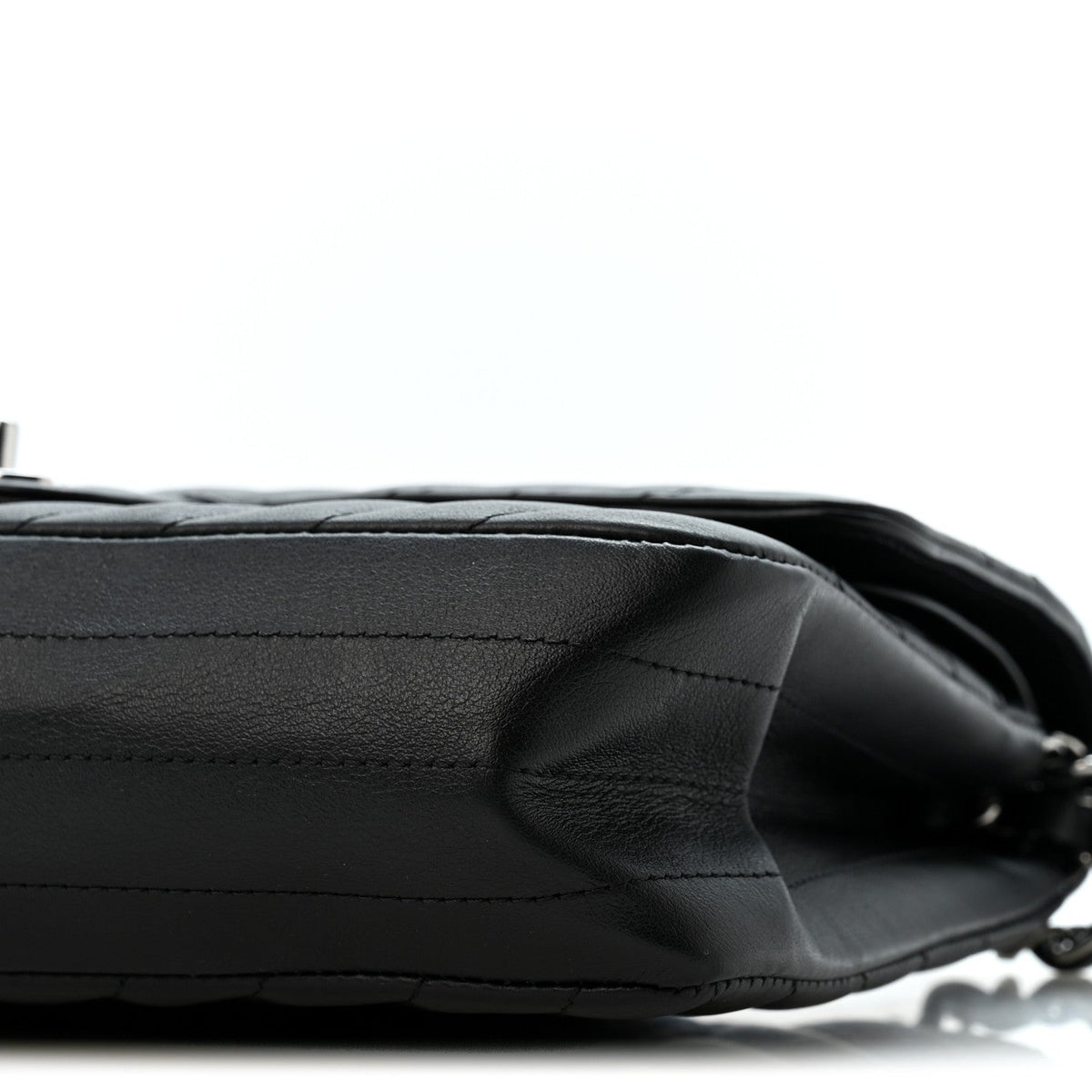 Lambskin Chevron Quilted Medium Double Flap Black
