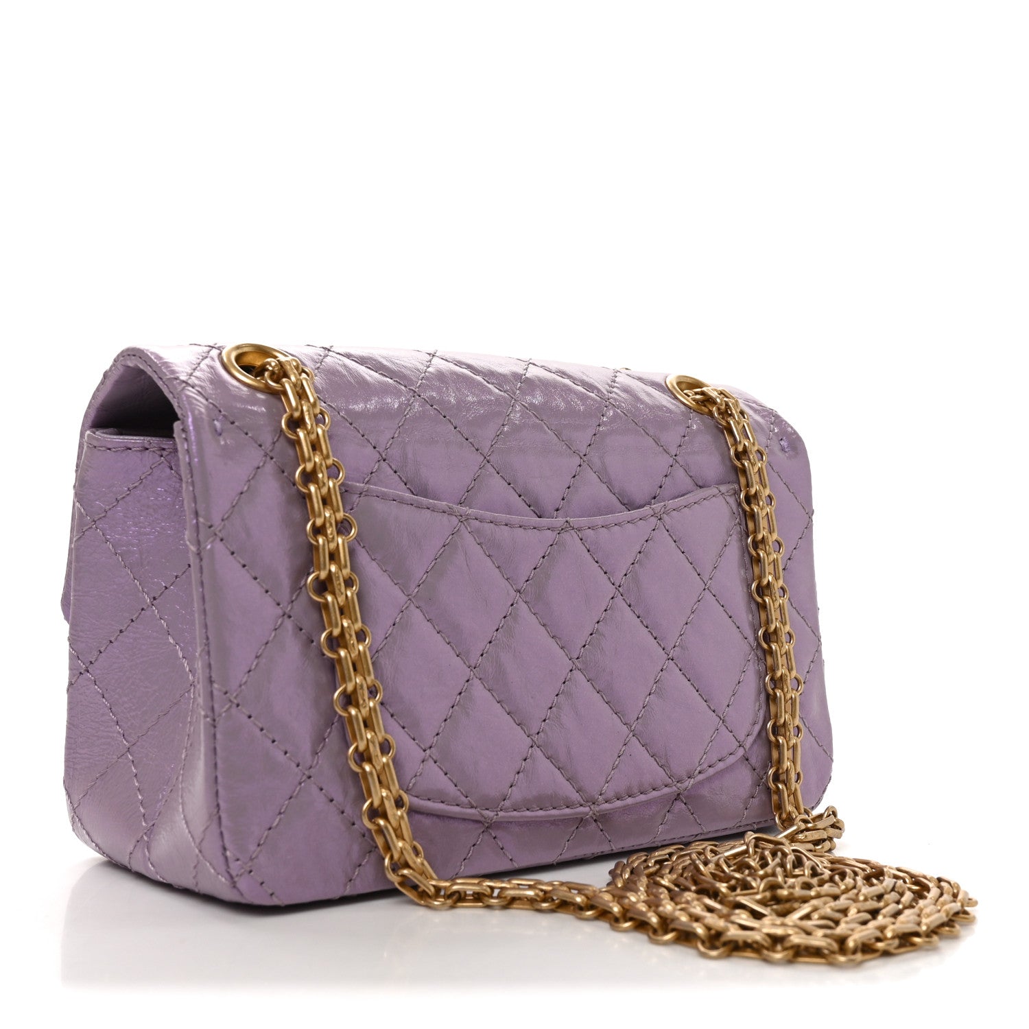 Glittered Aged Calfskin Quilted Mini 2.55 Reissue Flap Lilac