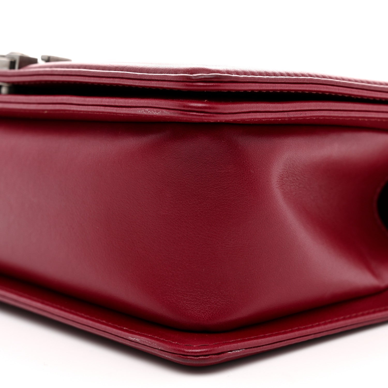 Calfskin Chevron Quilted Medium Boy Flap Burgundy