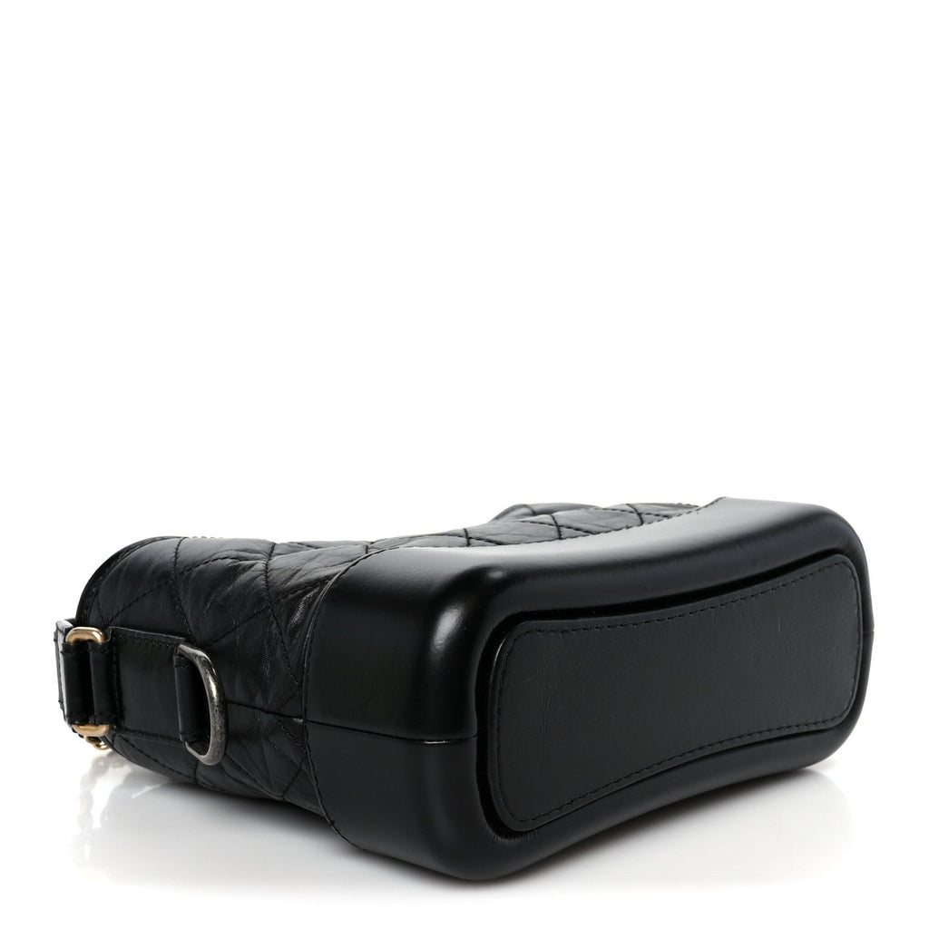 Aged Calfskin Quilted Small Gabrielle Hobo Black