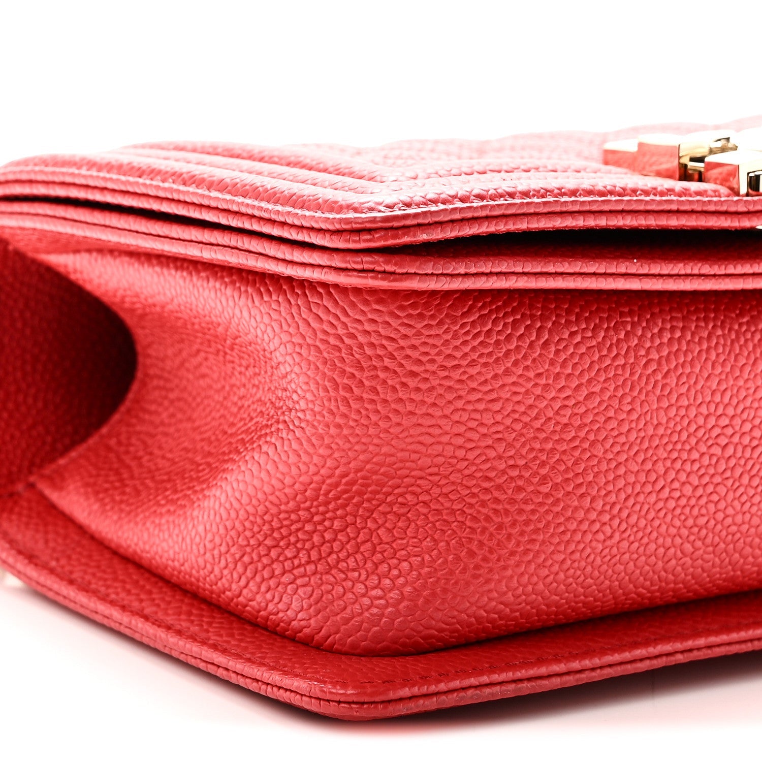 Caviar Quilted Small Boy Flap Red