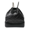 Aged Calfskin Quilted Small Gabrielle Backpack Black