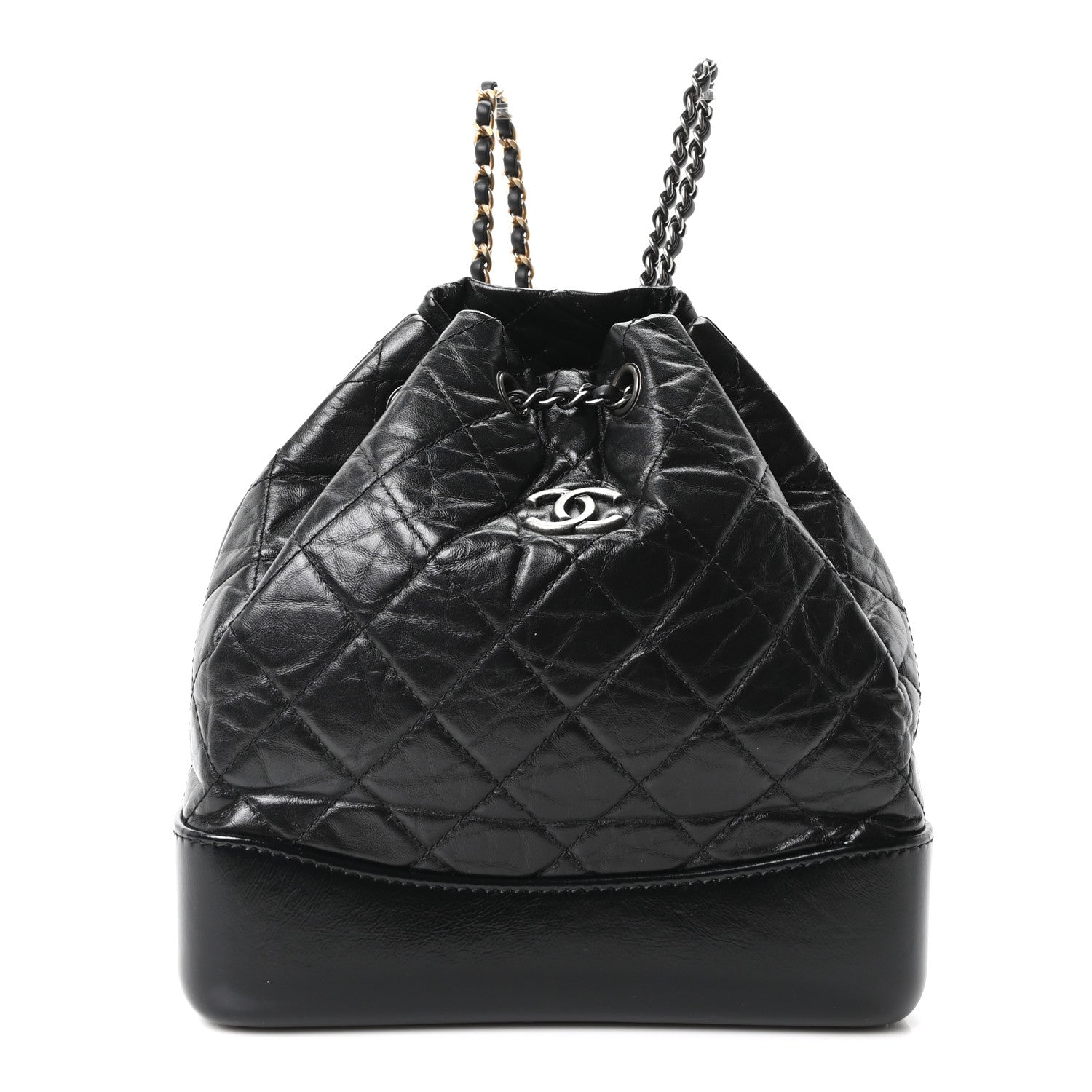 Aged Calfskin Quilted Small Gabrielle Backpack Black