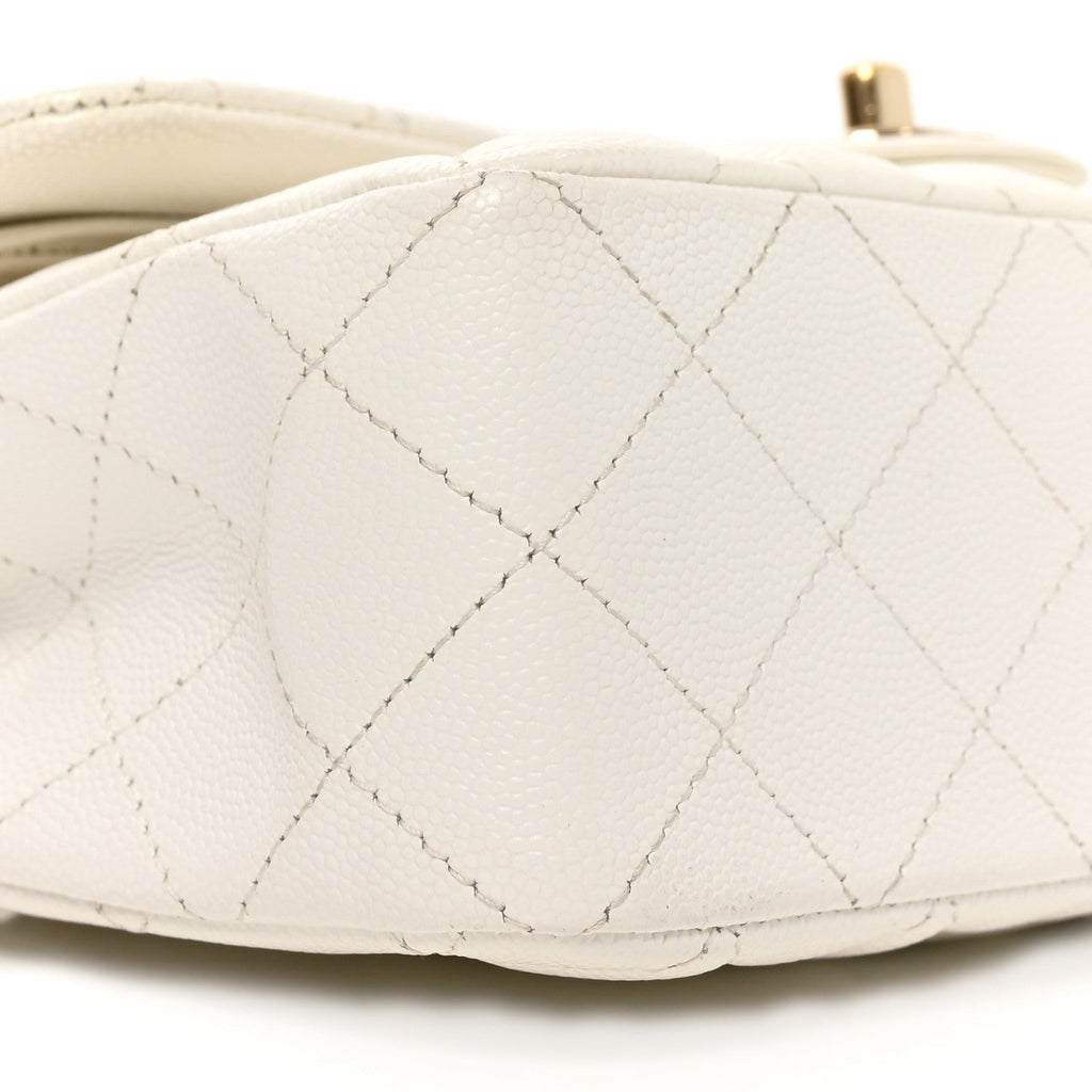 Caviar Quilted Small Double Flap White