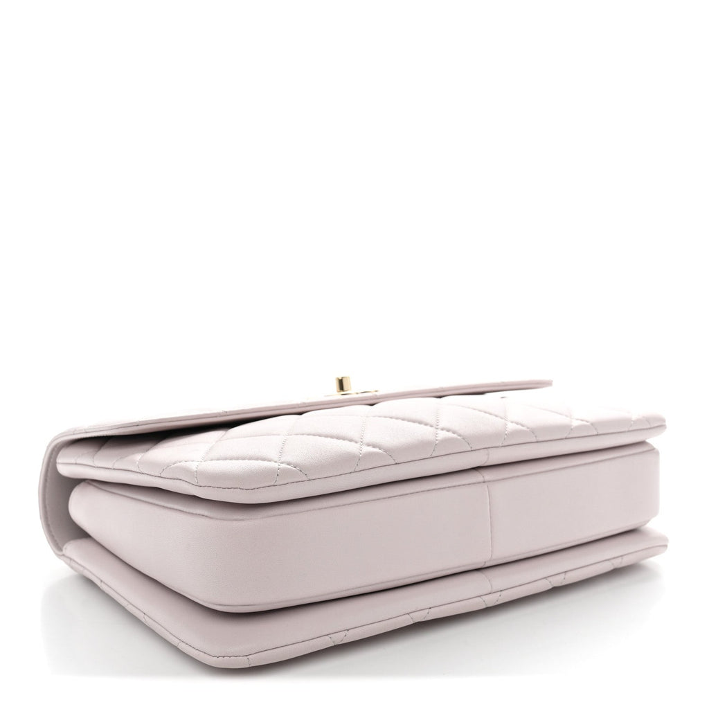 Lambskin Quilted Medium Trendy CC Flap Dual Handle Bag Pink
