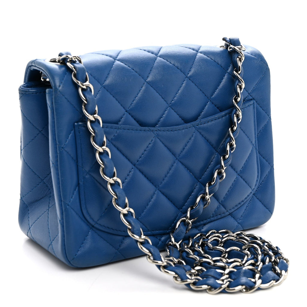 Lambskin Quilted Mini Square Flap Blue