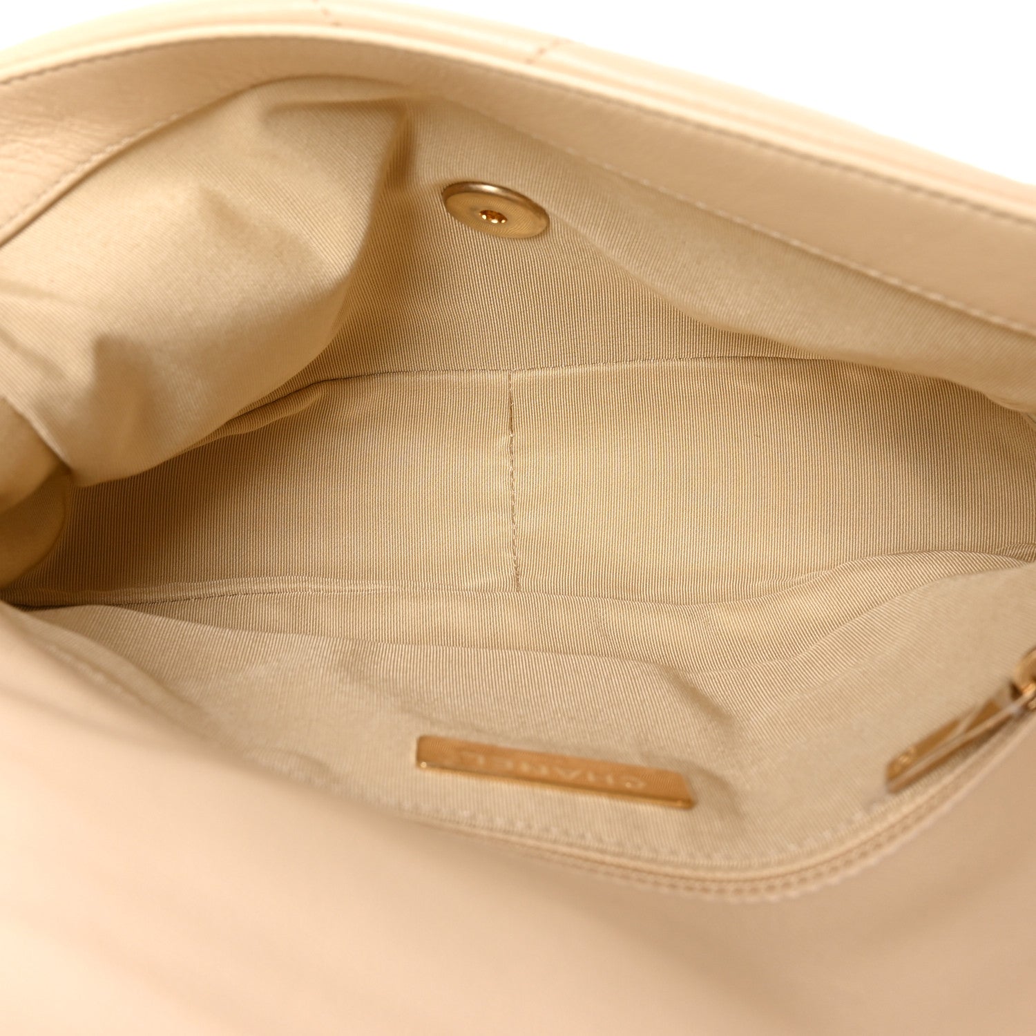 Goatskin Quilted Medium Chanel 19 Flap Beige