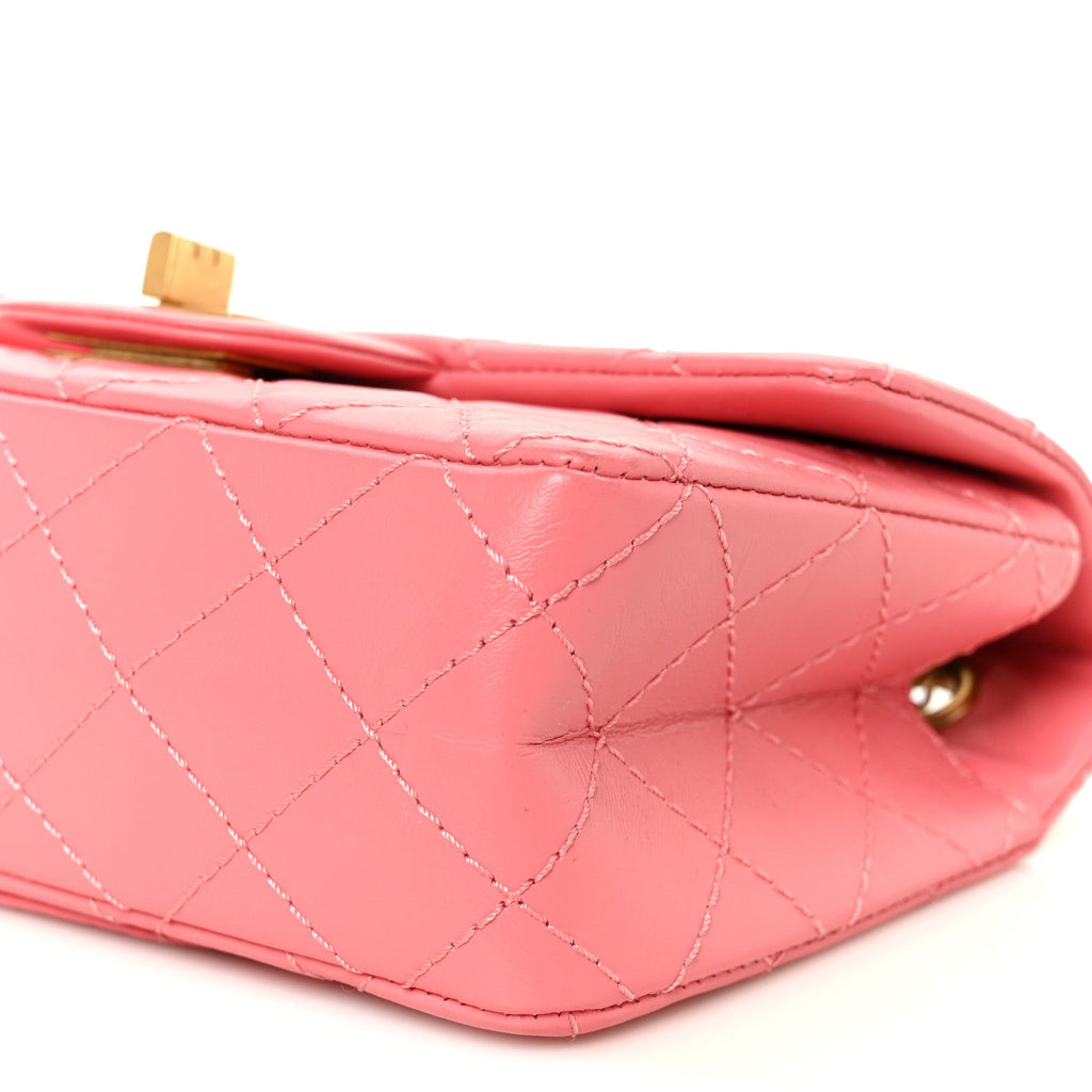 Aged Calfskin Quilted 2.55 Reissue Mini Flap Pink