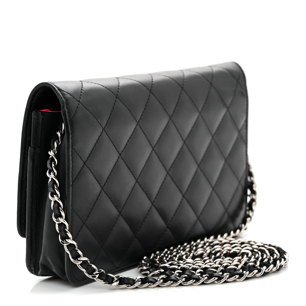 Calfskin Quilted Cambon Wallet on Chain WOC Black